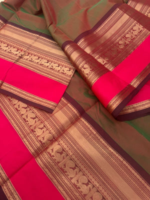 Zari Kissed Silk Cotton - the grandest manthulir tone woven borders
