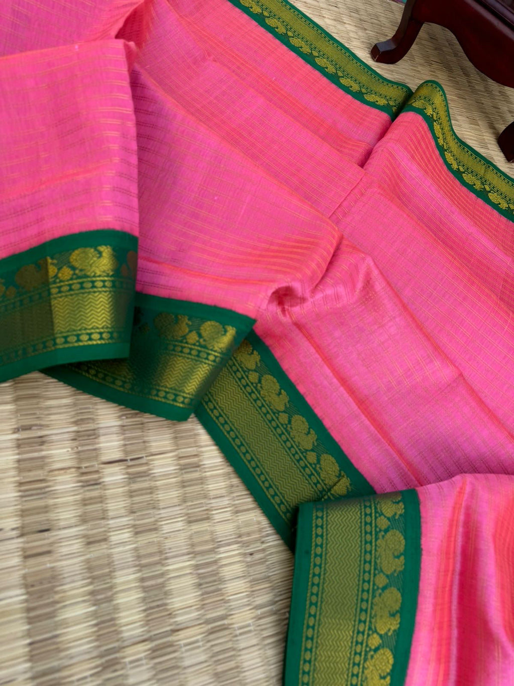 Korvai Silk Cottons - candy pink and green