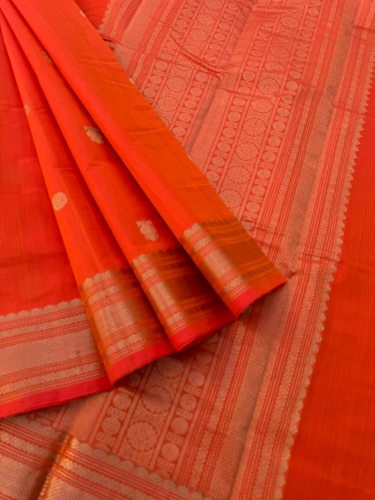 Zari Touched Mangalavastaram - Fanta orange and gold