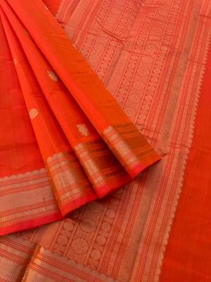 Zari Touched Mangalavastaram - Fanta orange and gold