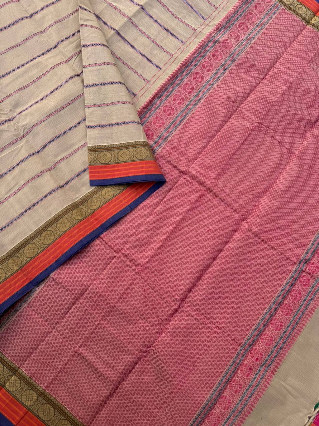Mangalavastaram - beige and pink veldhari