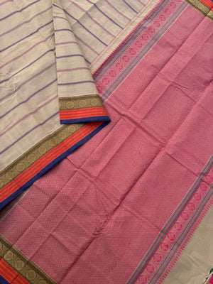 Mangalavastaram - beige and pink veldhari