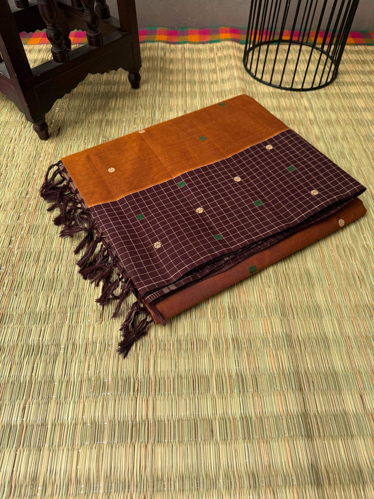 Pragatham - Contrast Play - caramel brown and coffee