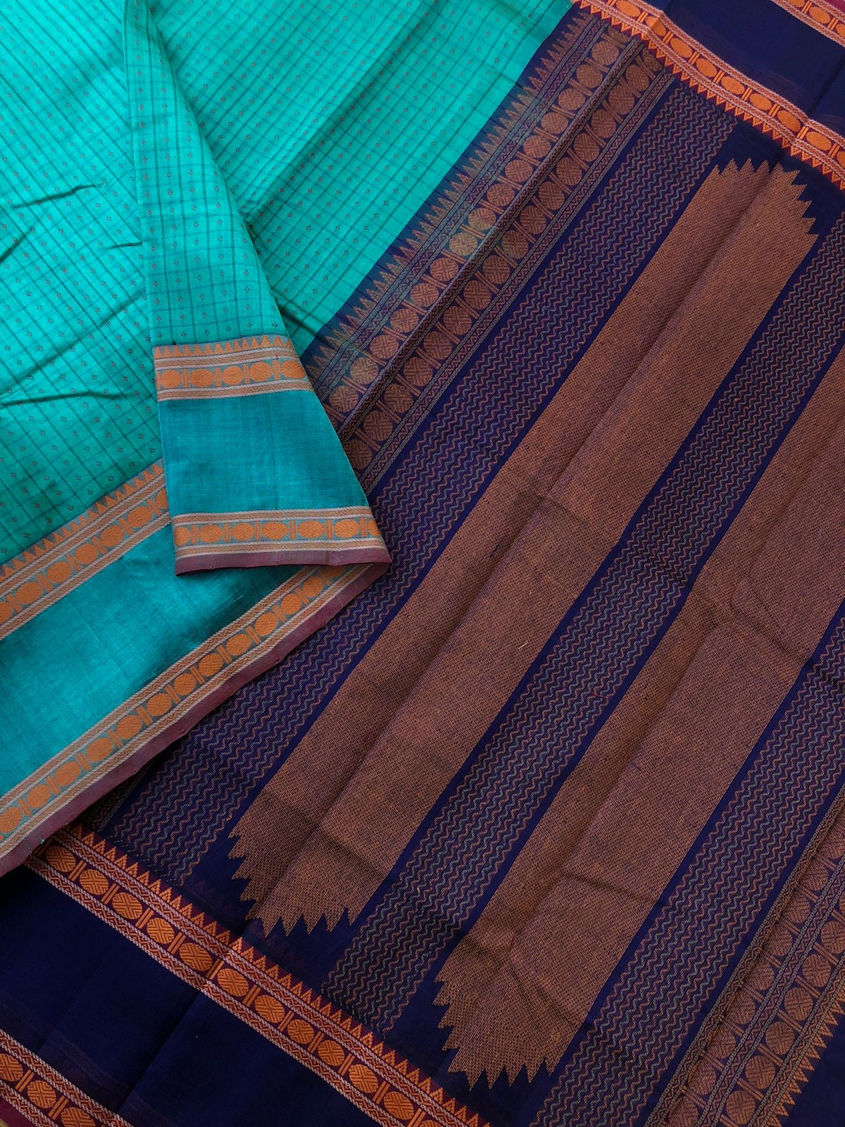Woven Motifs Silk Cotton - deep teal blue veldhari