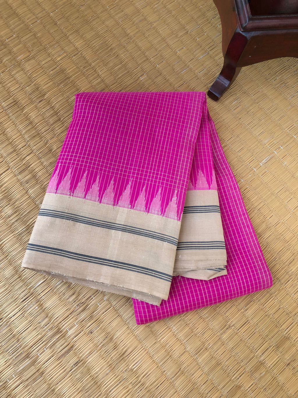 Signature Korvai Silk Cottons - pink and beach wood
