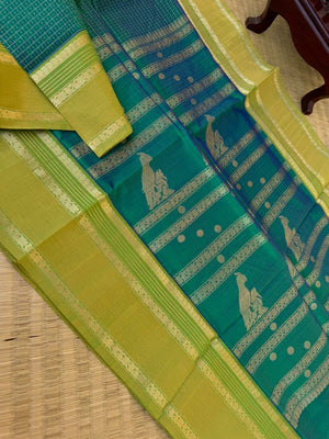 Zari Kissed Silk Cotton - one of a kind lakshadeepam with long killi woven pallu