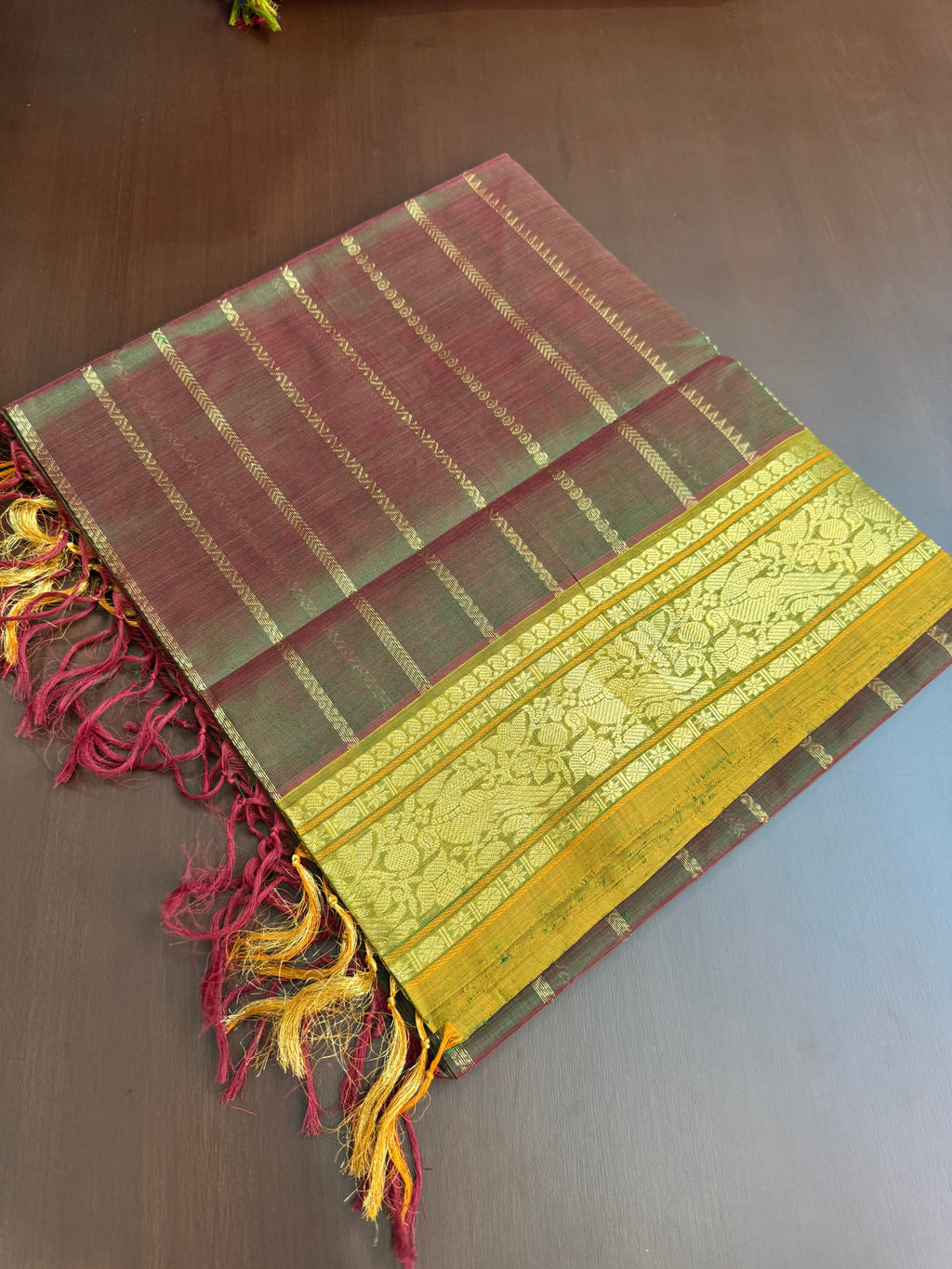 Vertical Veldhari on Zari Kissed Silk Cotton -