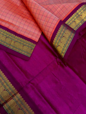 Korvai Silk Cottons - onion peal pink kattam