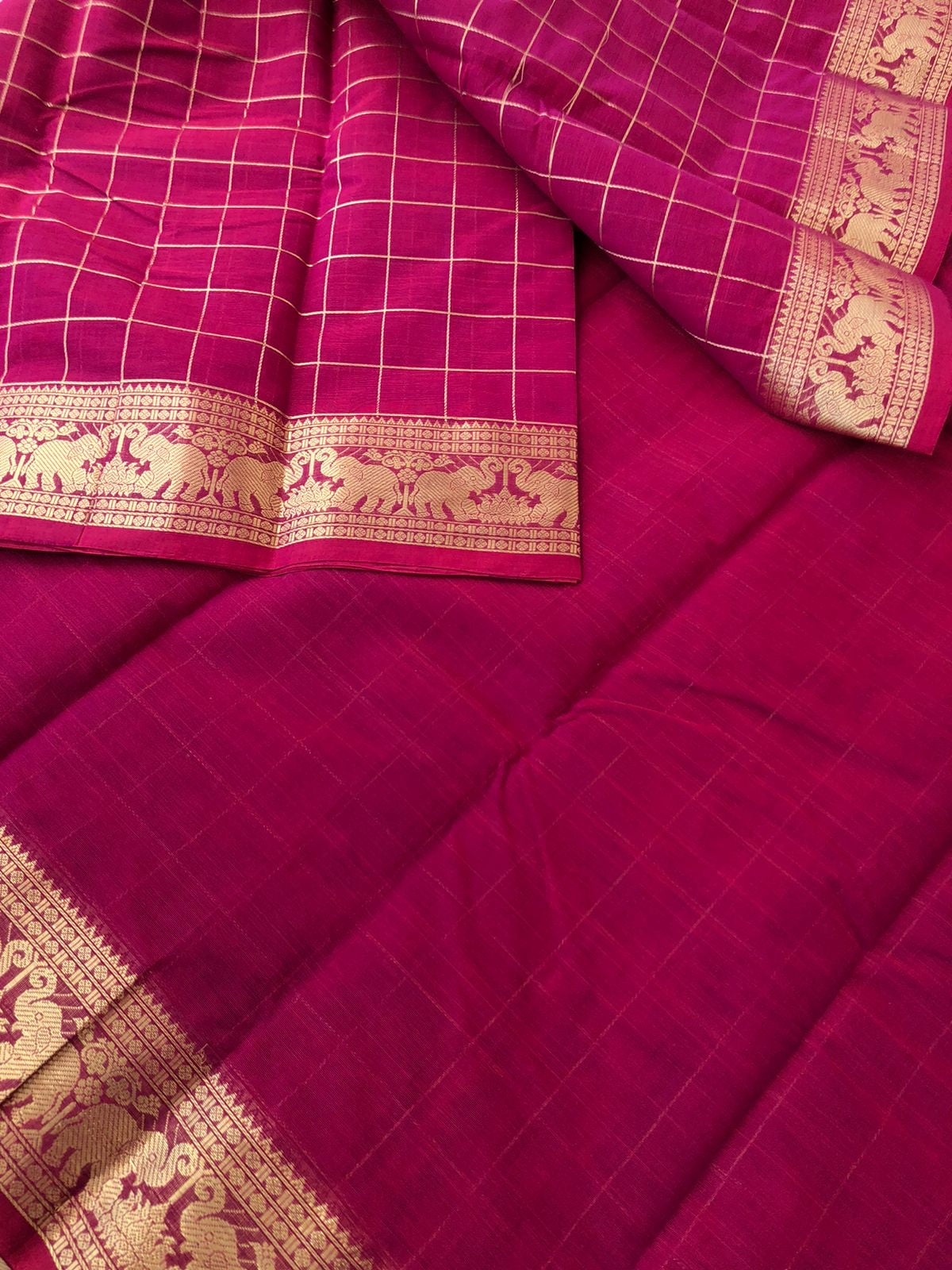 Mangalavastaram - Zari Touched - red mixed deep pink jodi elephants woven muthukattam