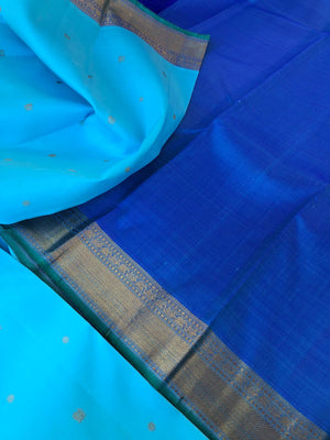Solid Kanchivarams - the shades of sky blues is gorgeous