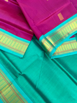 Korvai Silk Cotton - deep purple and teal