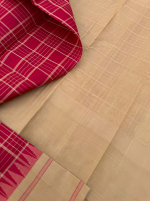 Signature Silk Cotton -red and sandal wood interlocking woven chex