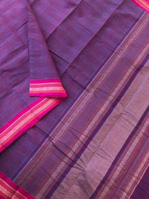 Mangalavastaram -pink short violet interlocking woven chex