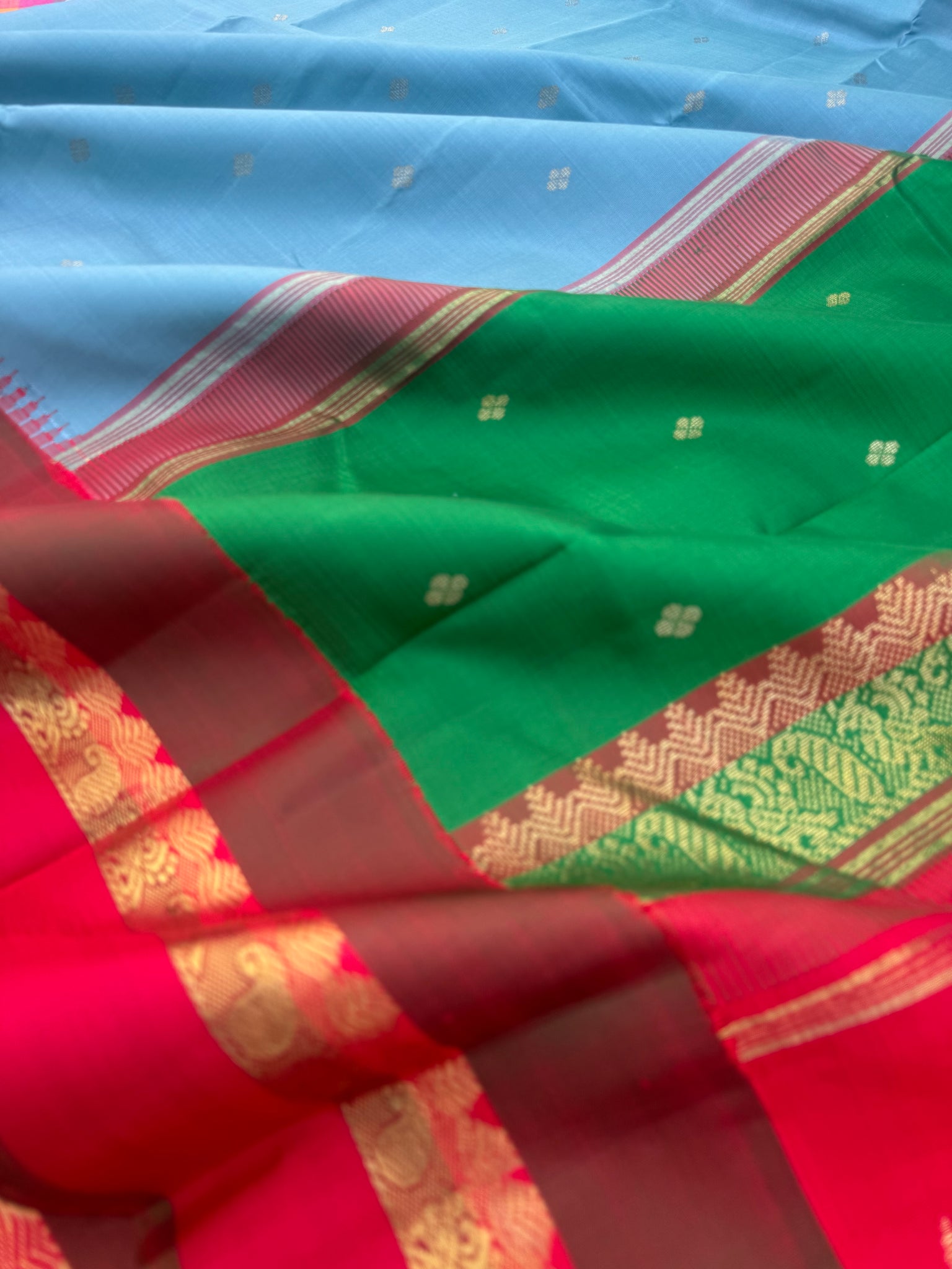 Vintage Ragas on Kanchivarams - a pale powder blue most traditional ol ...