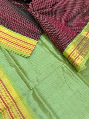 Korvai Silk Cottons - maroon aaraku podi kattam
