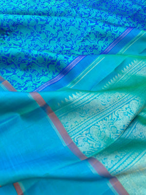 Vanasingaram on Kanchivaram - shades of anandha blue vanasingaram is absolutely stunning and rare find