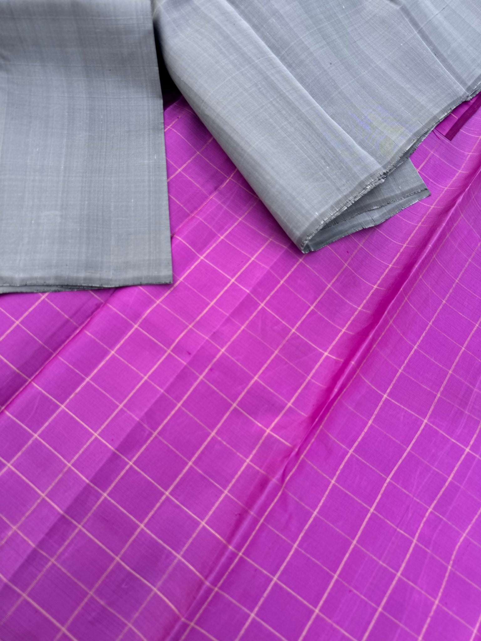 Niram - Celebrating of Full Plain Kanchivaram Silks Paired with Beautiful Blouses - stunning grey and kanchivaram zari kattam blouse