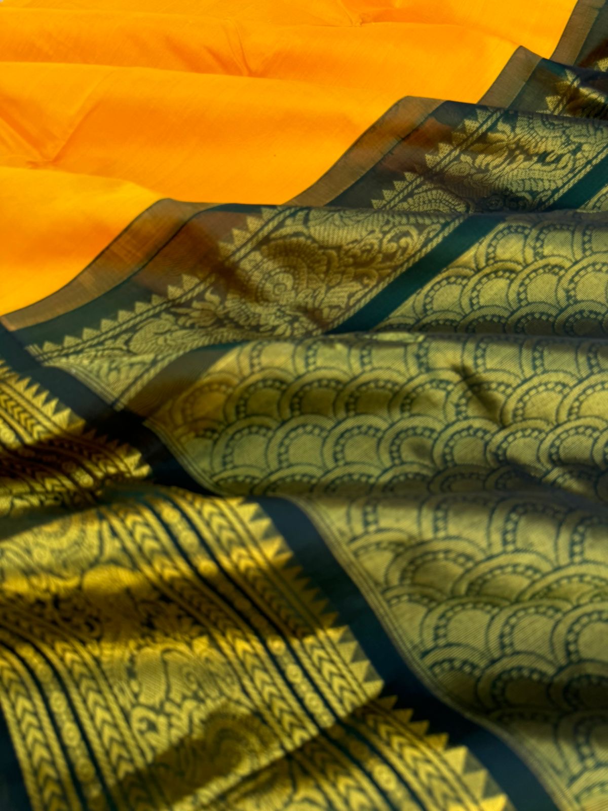 Korvai Silk Cottons - gorgeous mango yellow and green