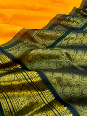 Korvai Silk Cottons - gorgeous mango yellow and green
