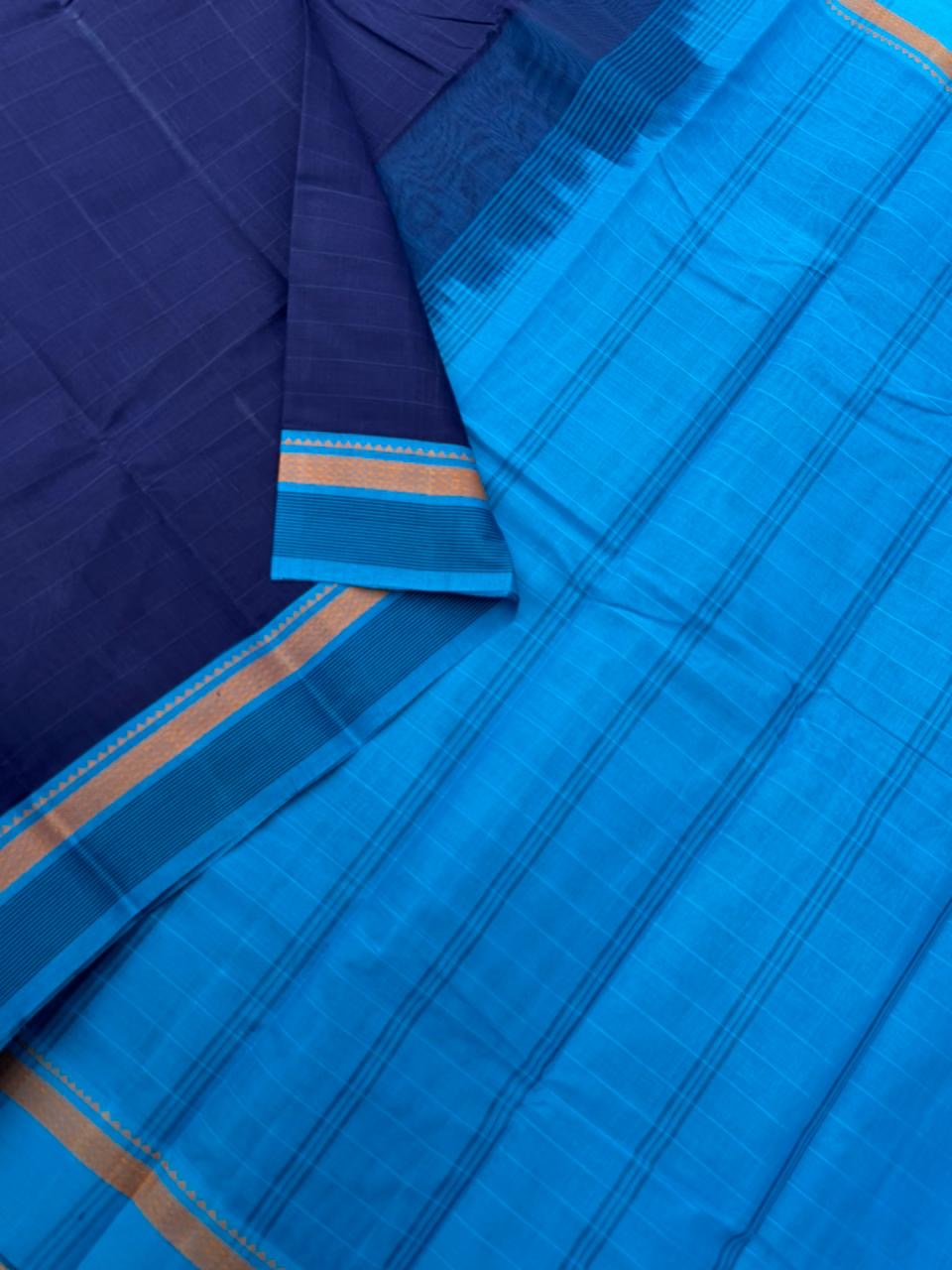 Pragatham - Contrast Play- deep navy blue on sulphate blue