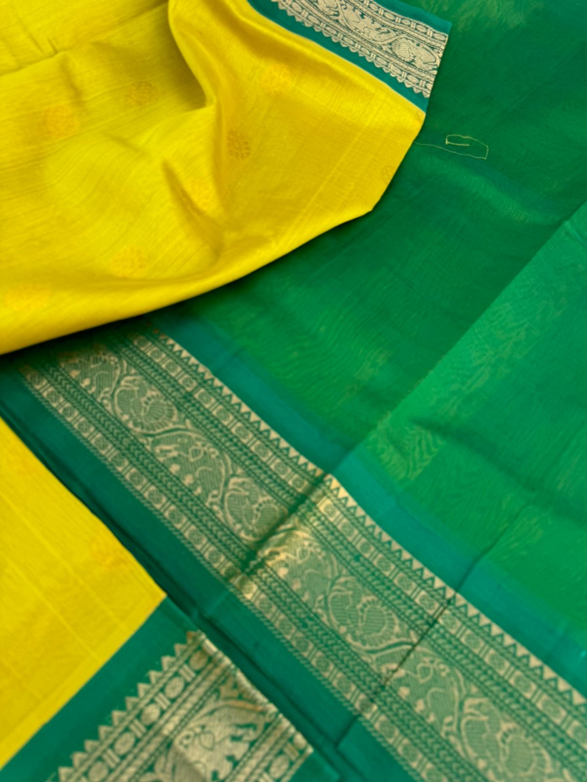Korvai Silk Cottons - sampanga yellow and green
