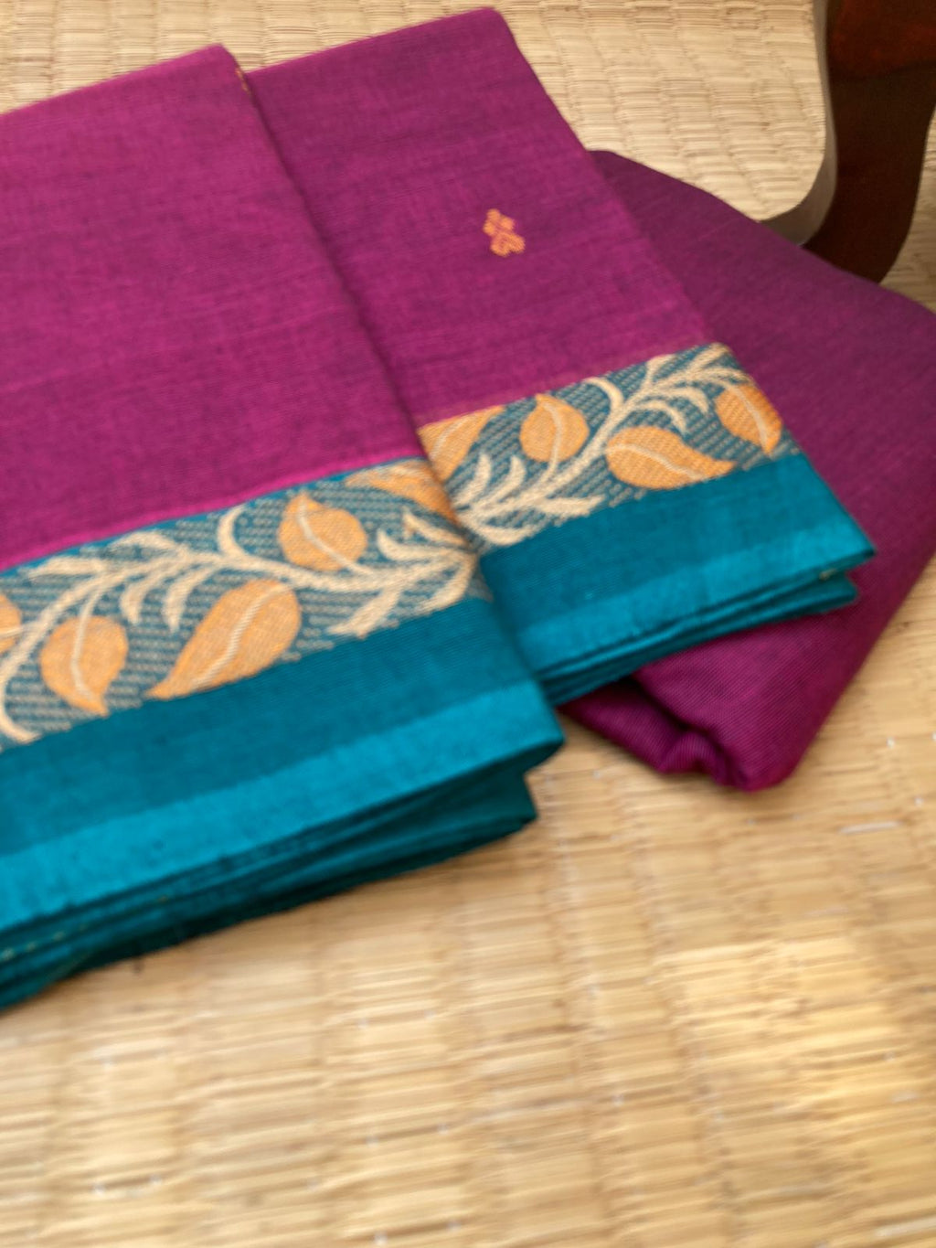 Woven Buttas on Kanchi Cottons - maroon mixed pink