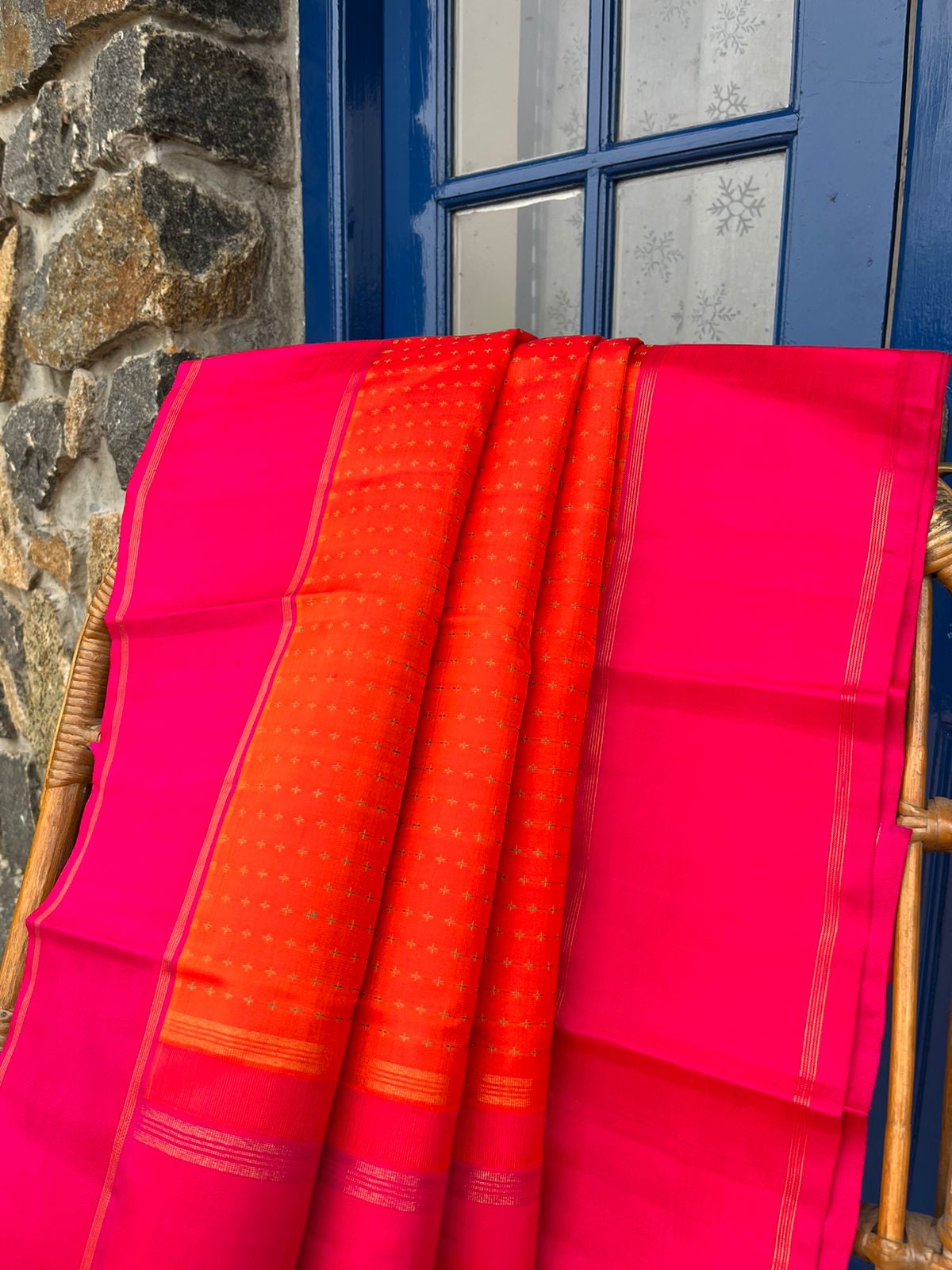 Meenakshi - Heirloom Kanchivaram - most beautiful orange and pink pluse buttas