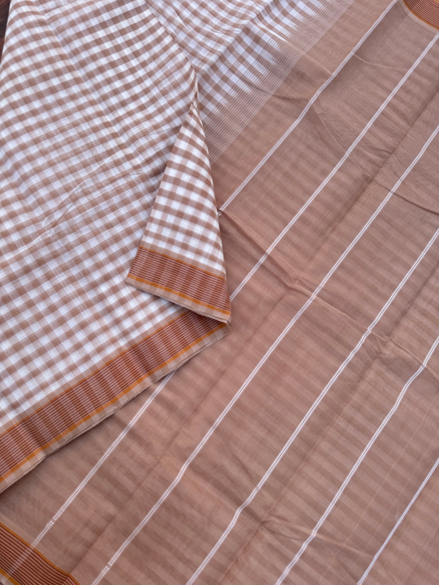 Pragatham - Contrast Play - beige and off white biscuits