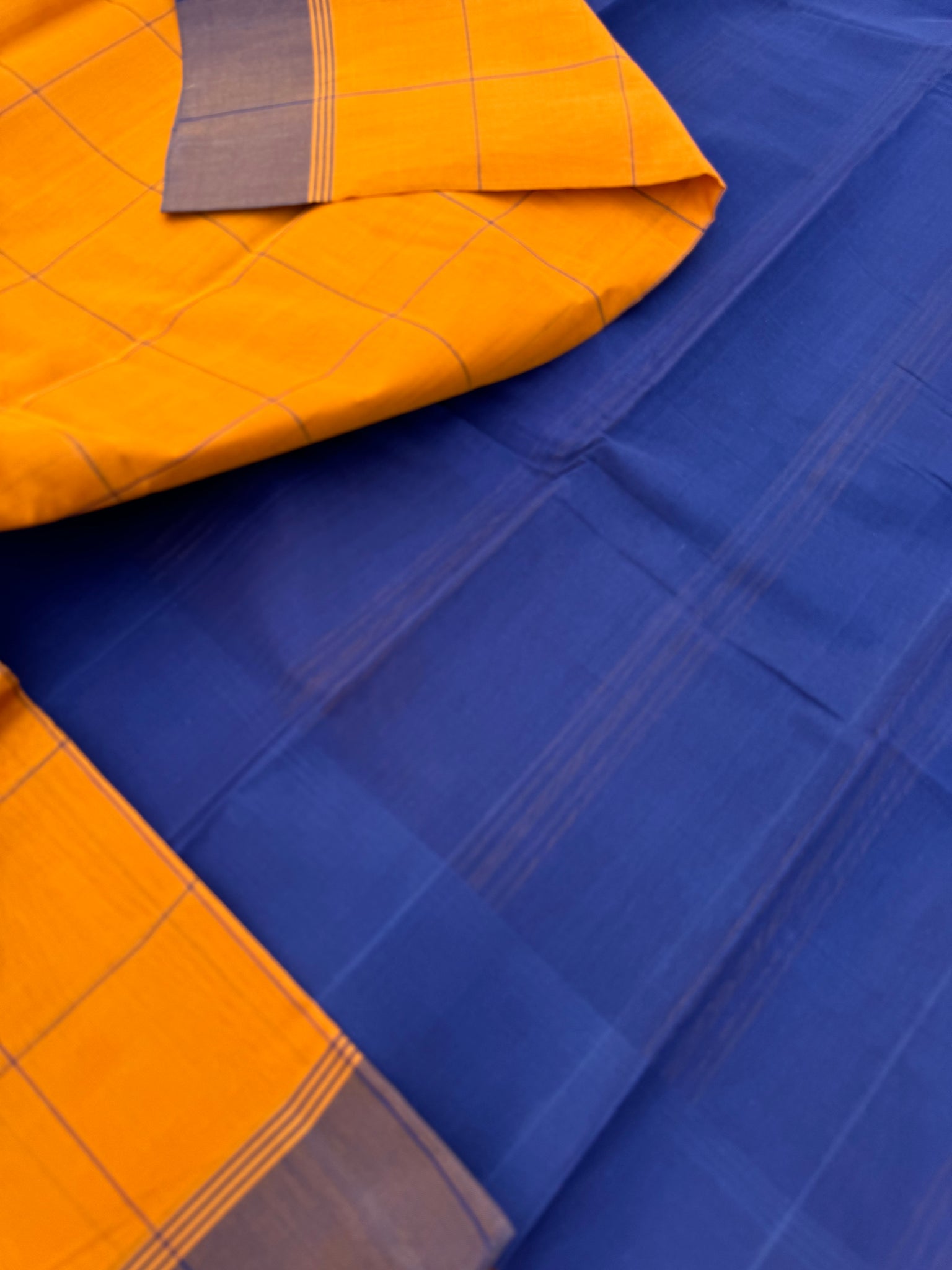 Pragatham - Contrast Play - mangoes and deep ink blue