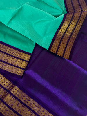 Korvai Silk Cotton - light teal and blue