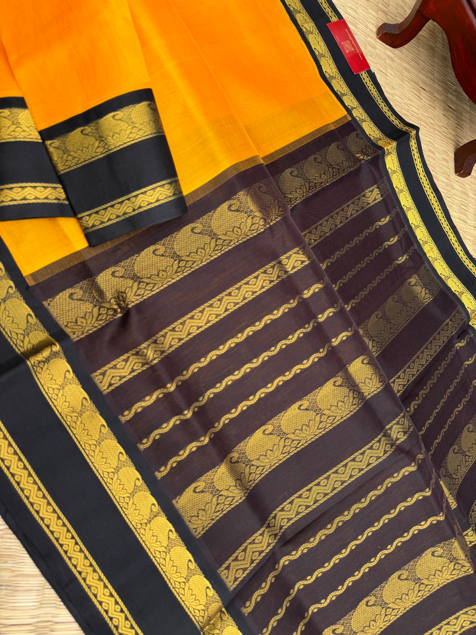 Korvai Silk Cottons - mustard and black
