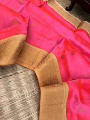 Korvai Silk Cottons - kanakambaram pink and sandal wood tone