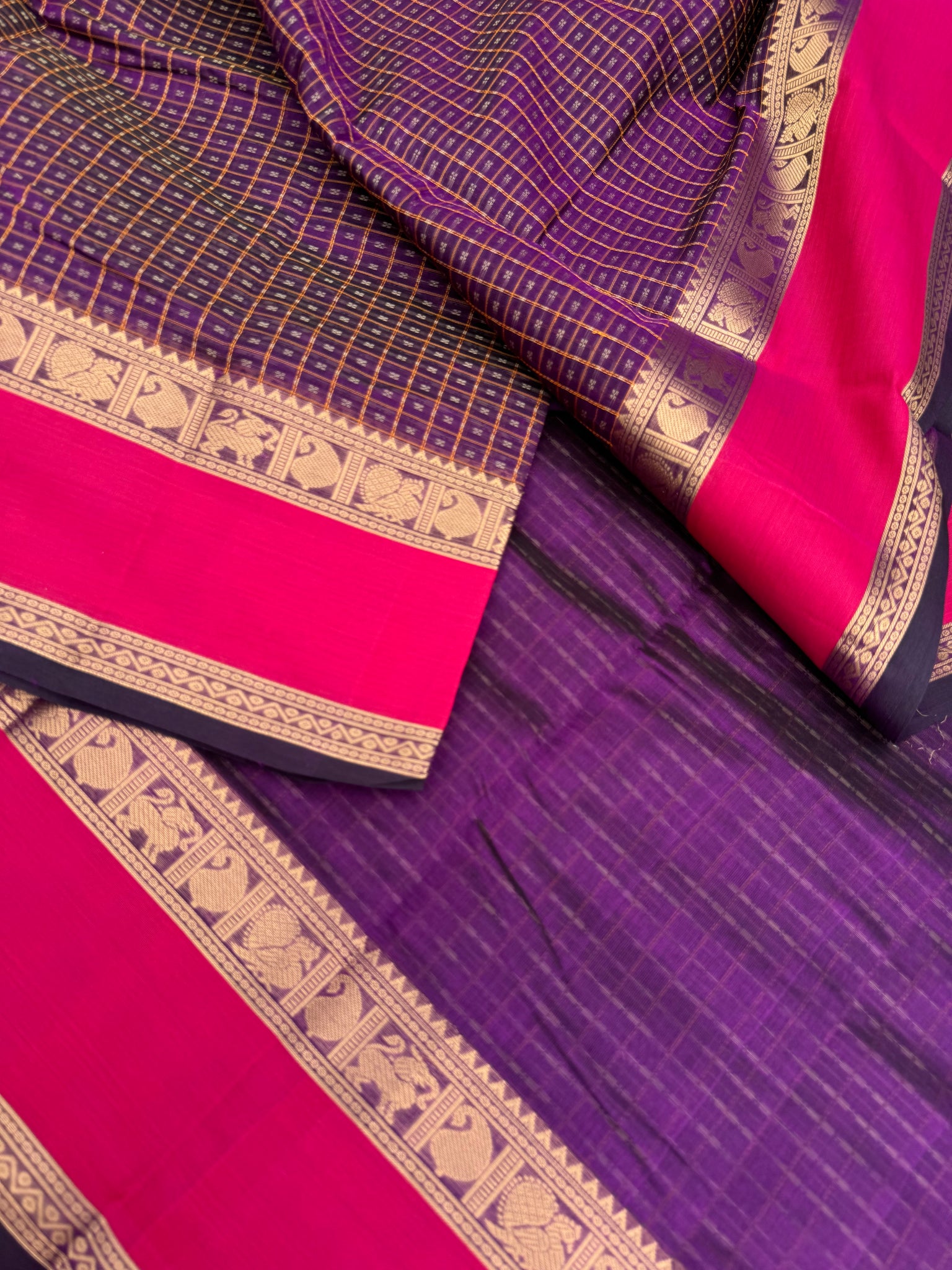 Woven Motifs Silk Cotton - deep plum purple lakhasdeepam