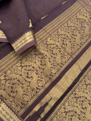 Zari Touched Mangalavastaram - unusual chocolate grey