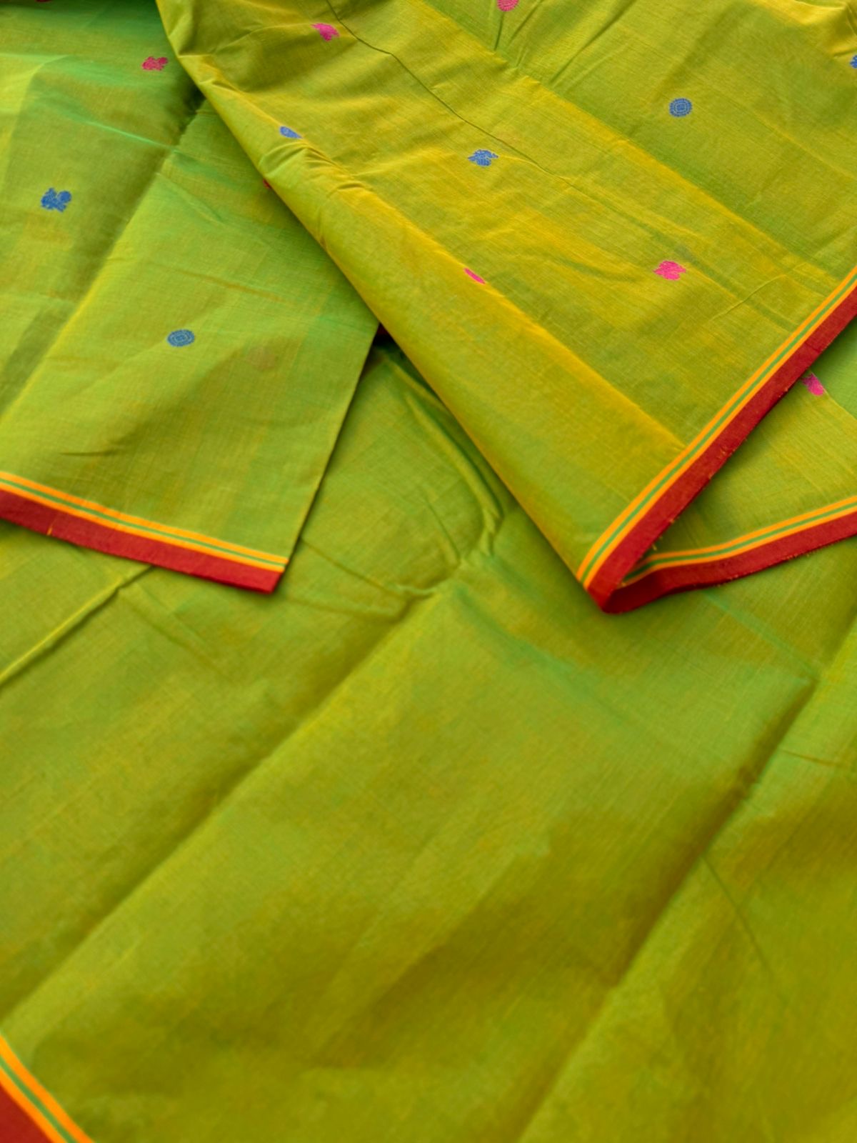 Mangalavastaram - stunning mustard mixed green with grand woven pallu