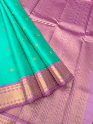Meenakshi - Heirloom Korvai Kanchivarams - a unique tone of pastel aqua and baby pink