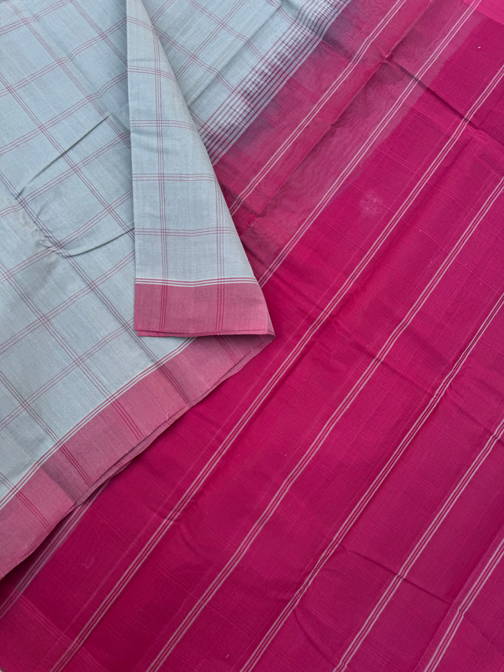 Pragatham - Contrast Play - pale cement and red deep