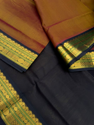 Korvai Silk Cottons - honey bronze and blue