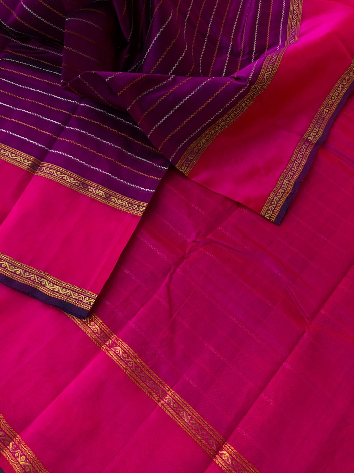 Woven Motifs Silk Cotton - purple pink veldhari