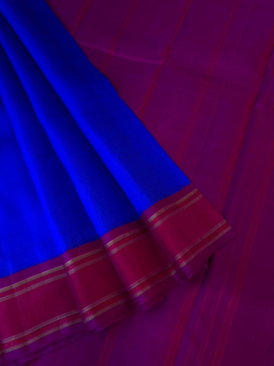 Varam - Kanchivarams Inspired from our Grandmother’s Trunk - the most vintages ms blue and deep majenta purple no zari Kanchivaram Kanchivaram with x motifs woven borders