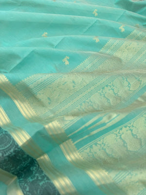 Zari Kissed Silk Cotton - pastel pale aqua green