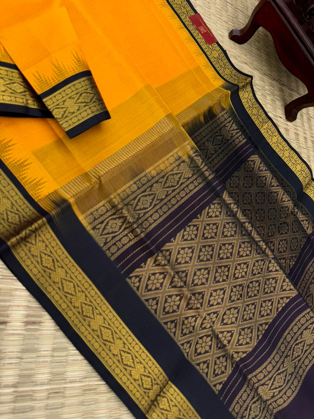 Korvai Silk Cottons - mango yellow and black