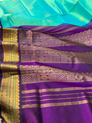 Korvai Silk Cotton - dual tone turquoise and deep purple