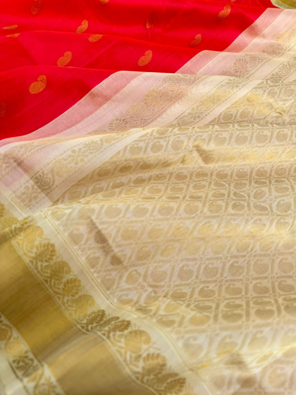 Korvai Silk Cotton - orange short pink and gold ivory