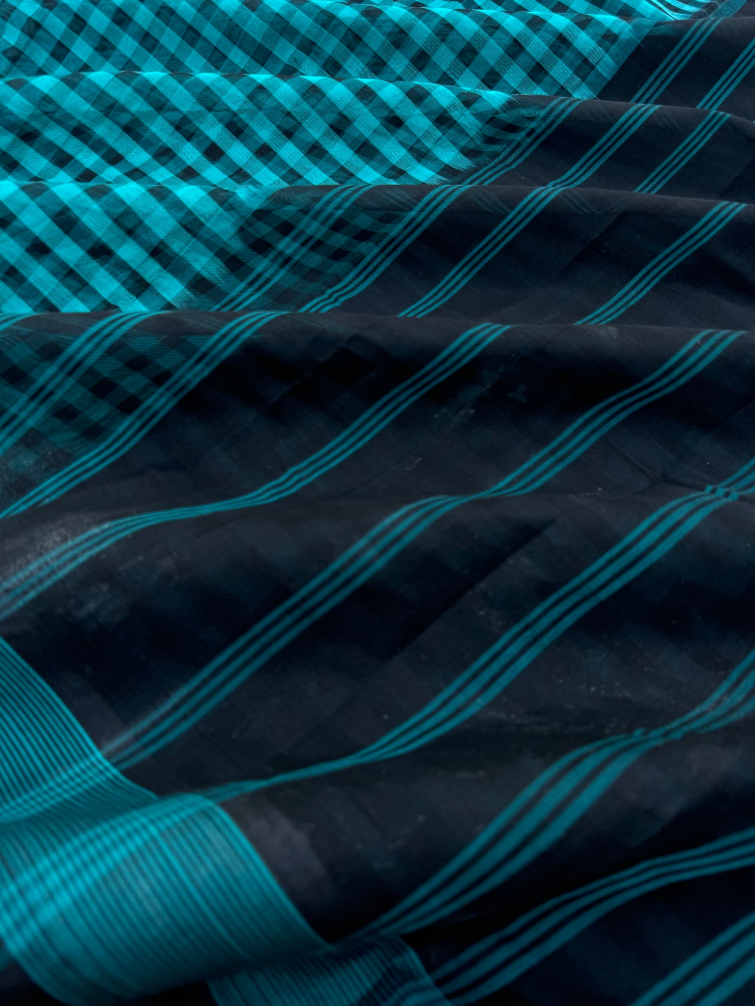 Pragatham - Contrast Play - blues and blacks with lot of Chettinad vibes