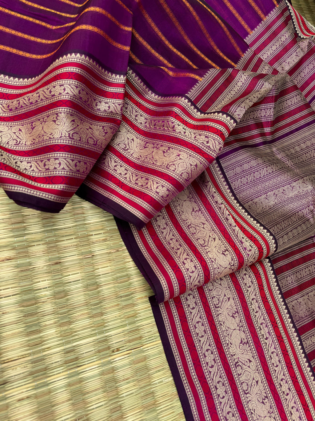 Woven Motifs Silk Cotton - deep purple veldhari