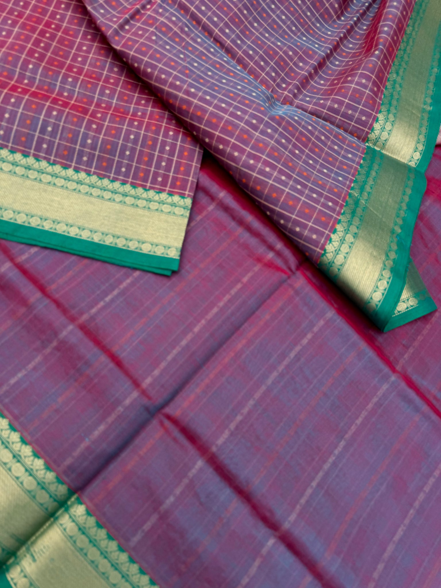 Woven Motifs Silk Cotton - a stunning dual tone lakshadeepam