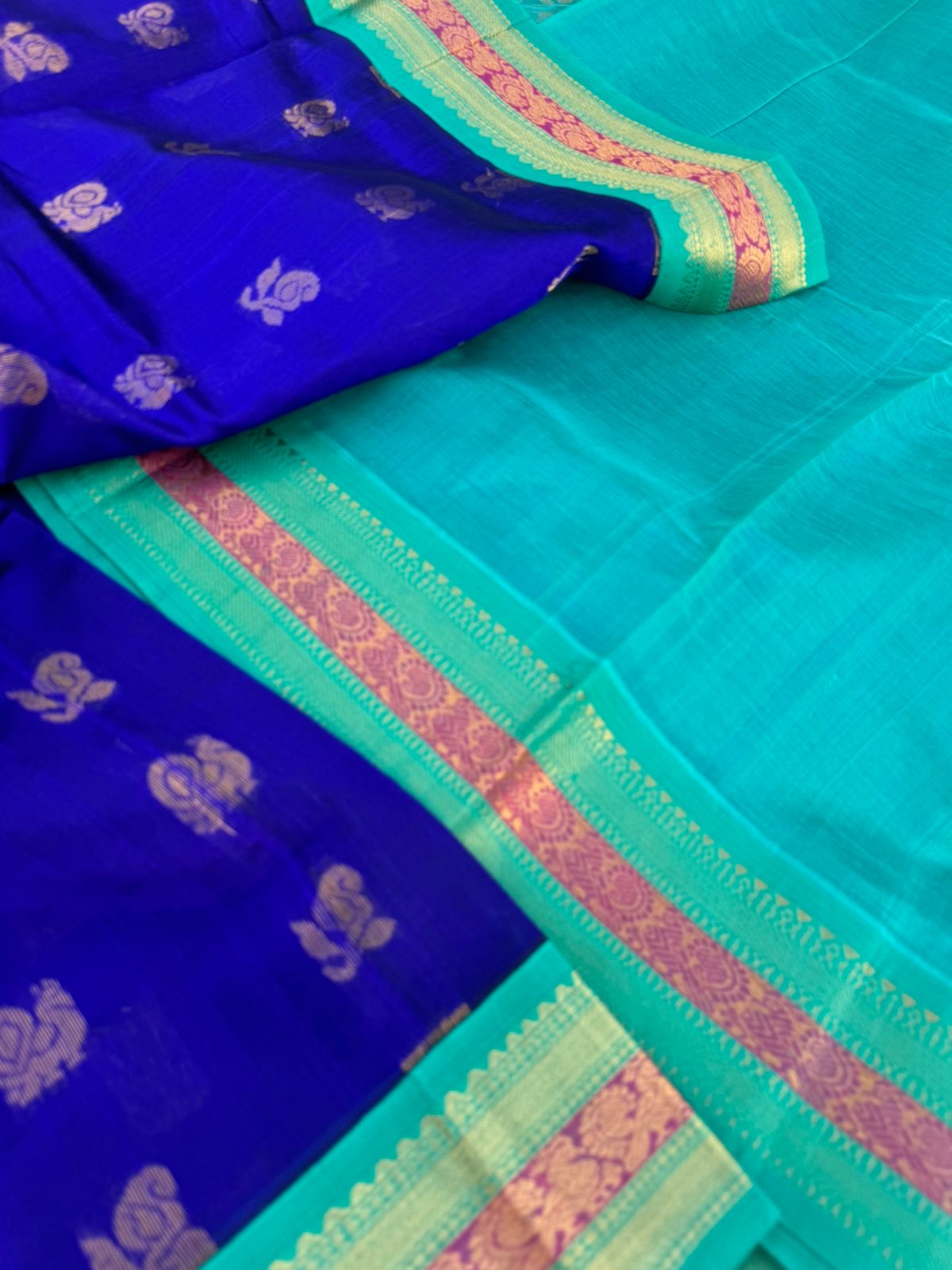 Korvai Silk Cottons - ms blue and teal