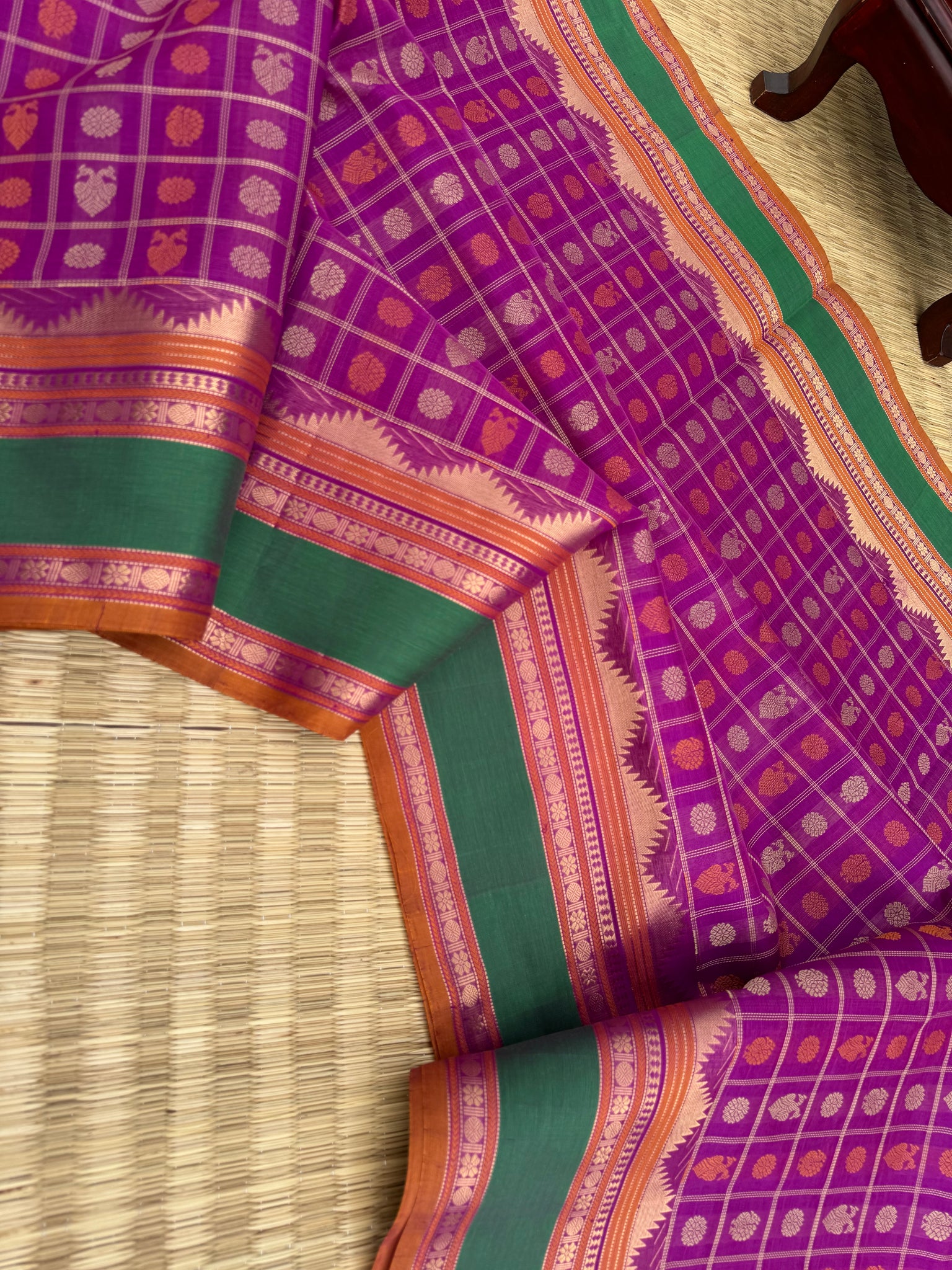 Woven Motifs Silk Cotton - deep pink 1000 buttas