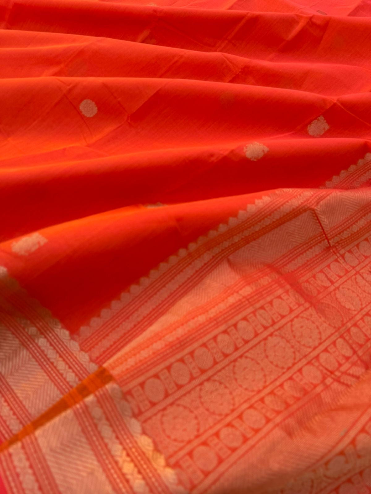 Zari Touched Mangalavastaram - Fanta orange and gold